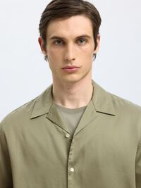 SATIN SHORT SLEEVED SHIRT, Vetiver, highres