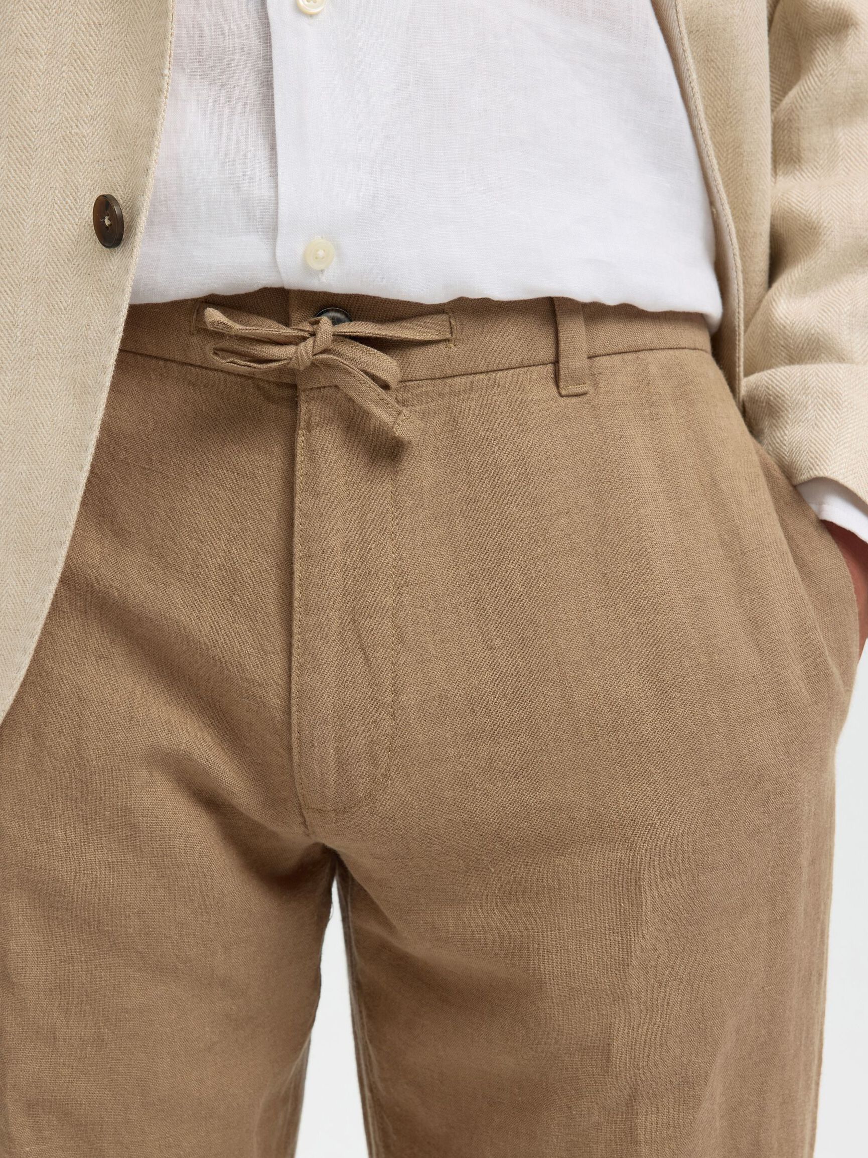 196 STRAIGHT FIT LINEN-BLEND TROUSERS, Caribou, highres