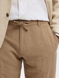 196 STRAIGHT FIT LINEN-BLEND TROUSERS, Caribou, highres