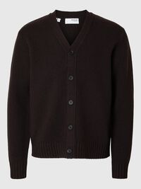 RELAXED FIT WOLLGEMISCH STRICKJACKE, Chocolate Torte, highres