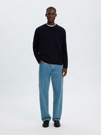 COTTON BLEND PULLOVER, Sky Captain, highres