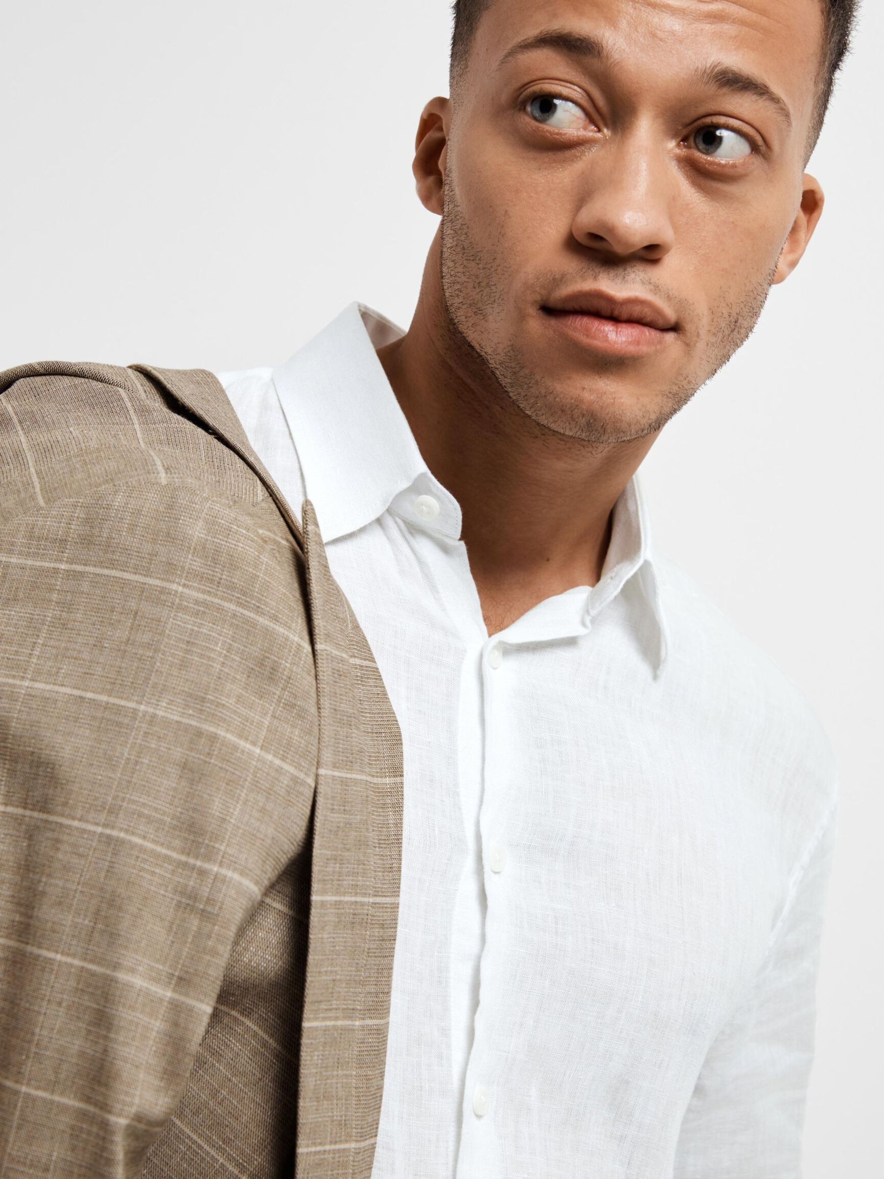 100% LINEN SHIRT, White, highres