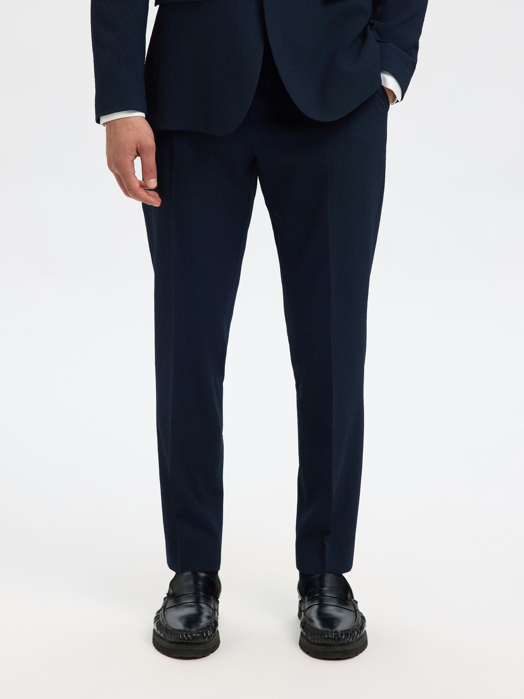 SEERSUCKER SLIM-FIT BLAZER, Dark Navy, highres