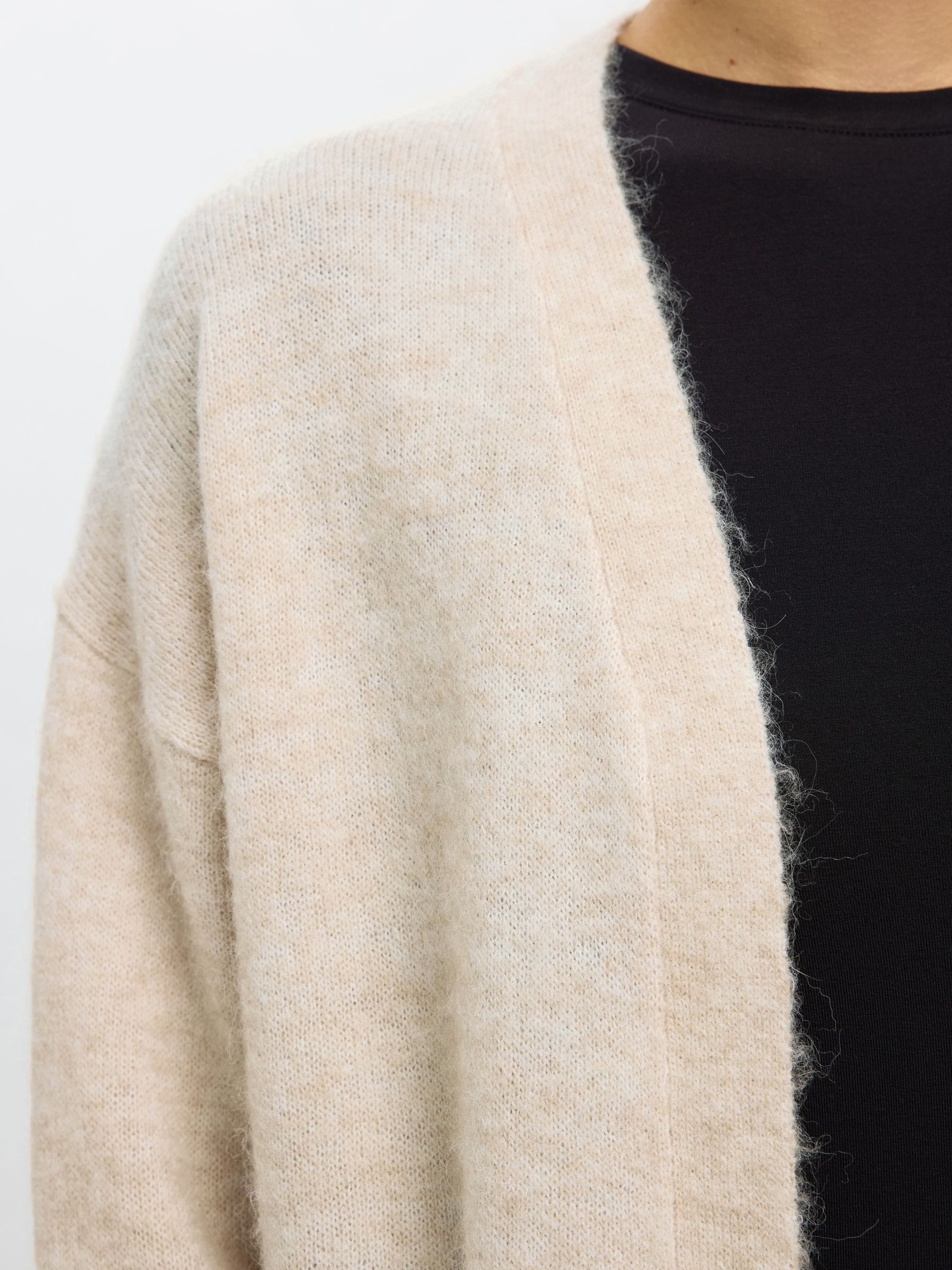 LONG KNITTED CARDIGAN, Birch, highres