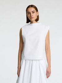 PLISSÉE TOP SANS MANCHES, Bright White, highres
