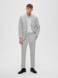 COUPE SLIM EN VISCOSE MÉLANGÉE BLAZER, Light Grey Melange, highres