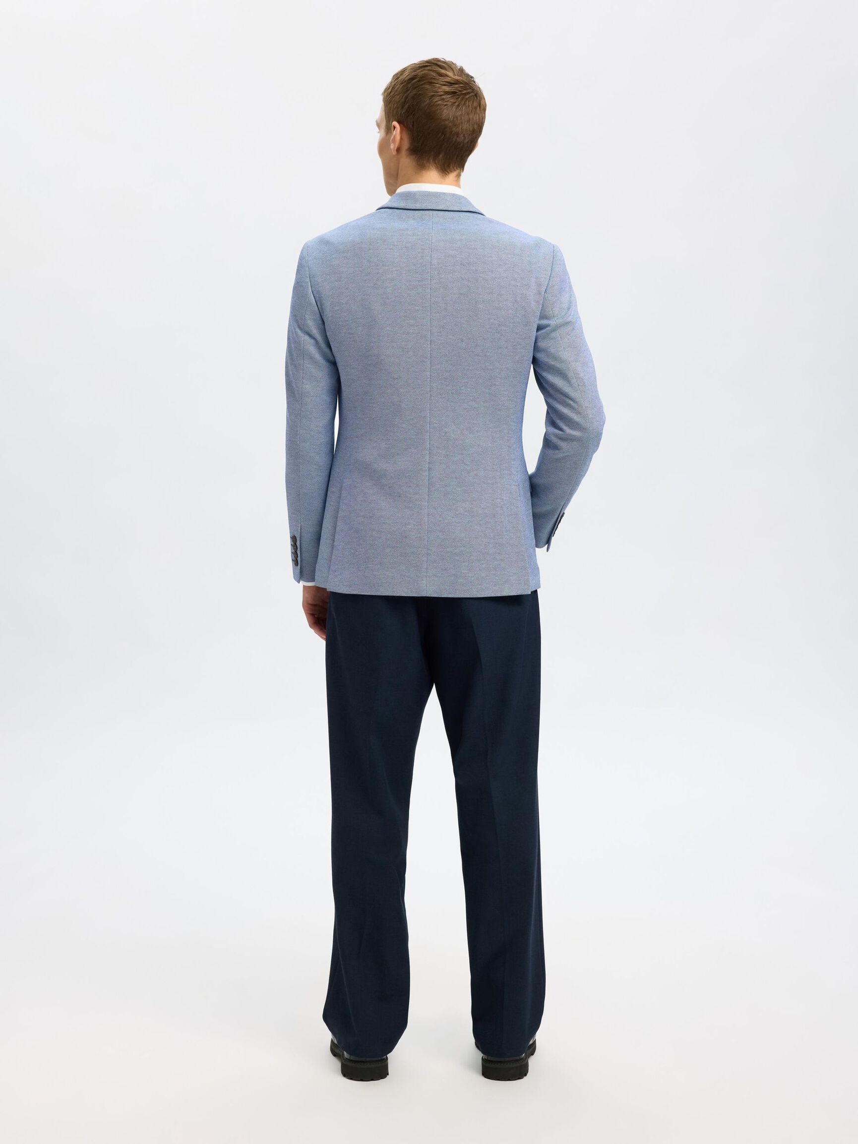 SINGLE BREASTED SLIM-FIT BLAZER, Chambray Blue, highres