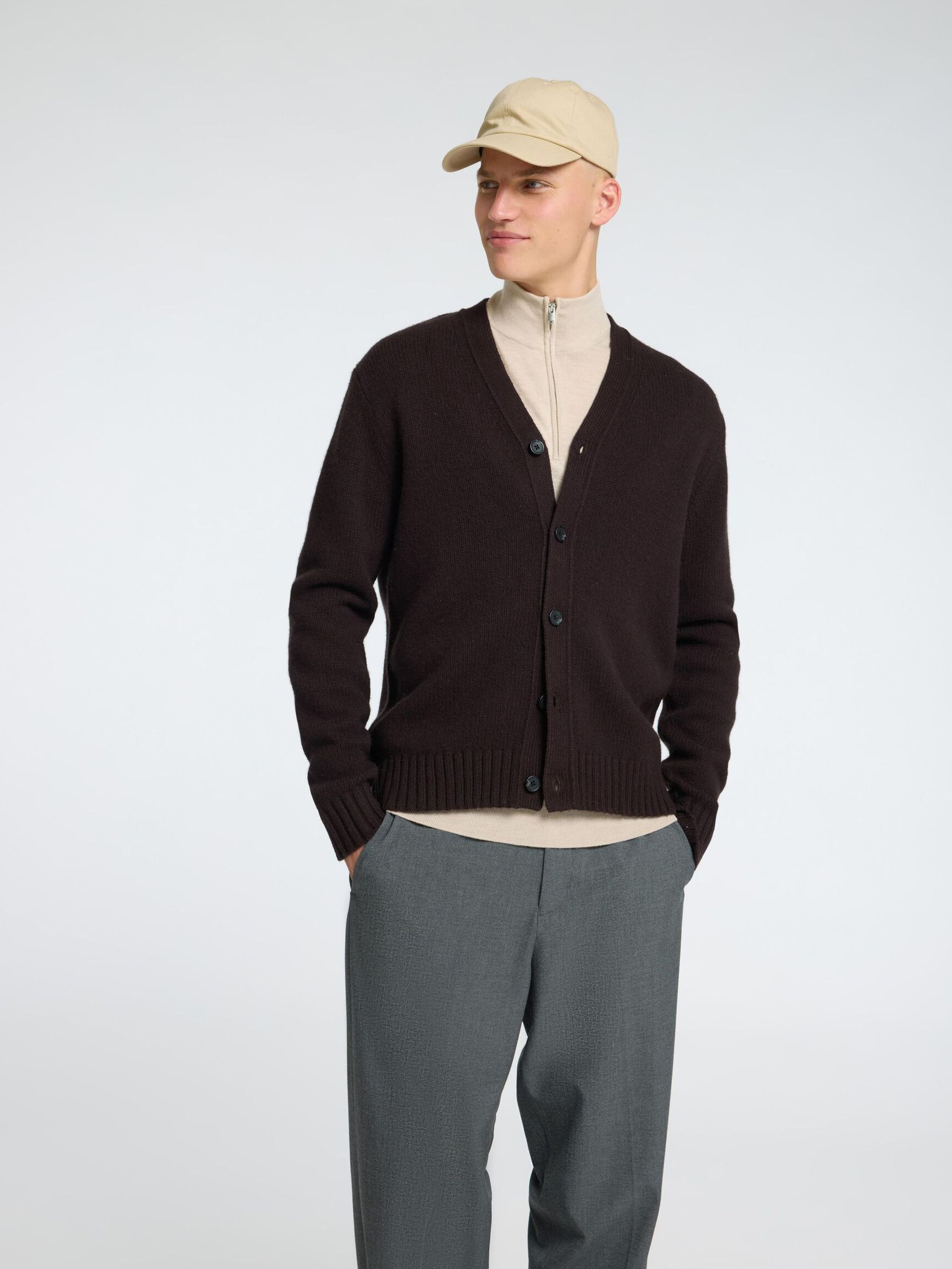 100% MERINOWOLL HALF-ZIP PULLOVER, Oatmeal, highres