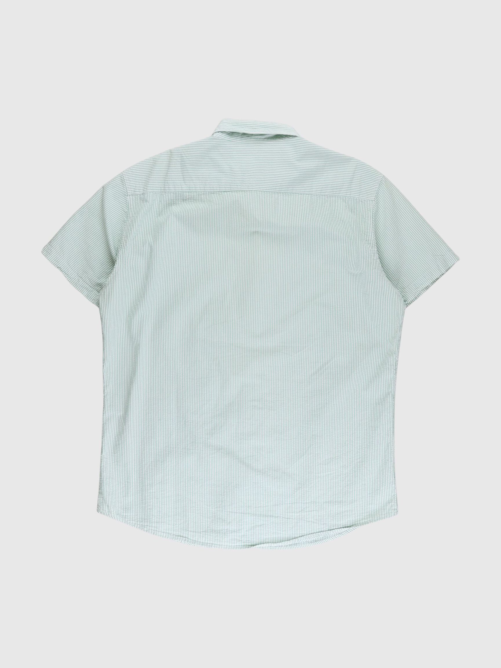ORGANIC COTTON SEERSUCKER SHIRT, Tea, highres