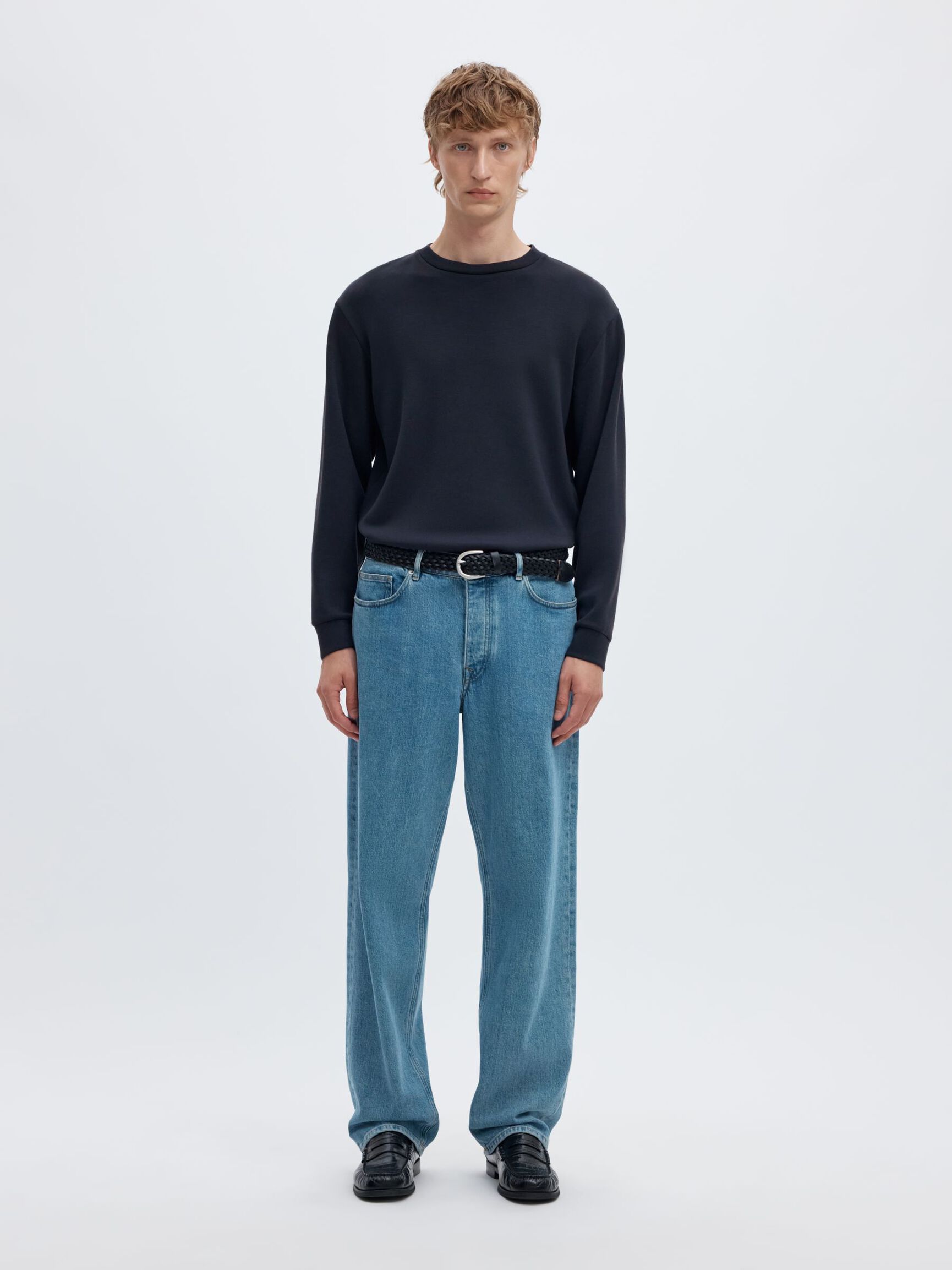 VISCOSE BLEND SWEATSHIRT, Sky Captain, highres