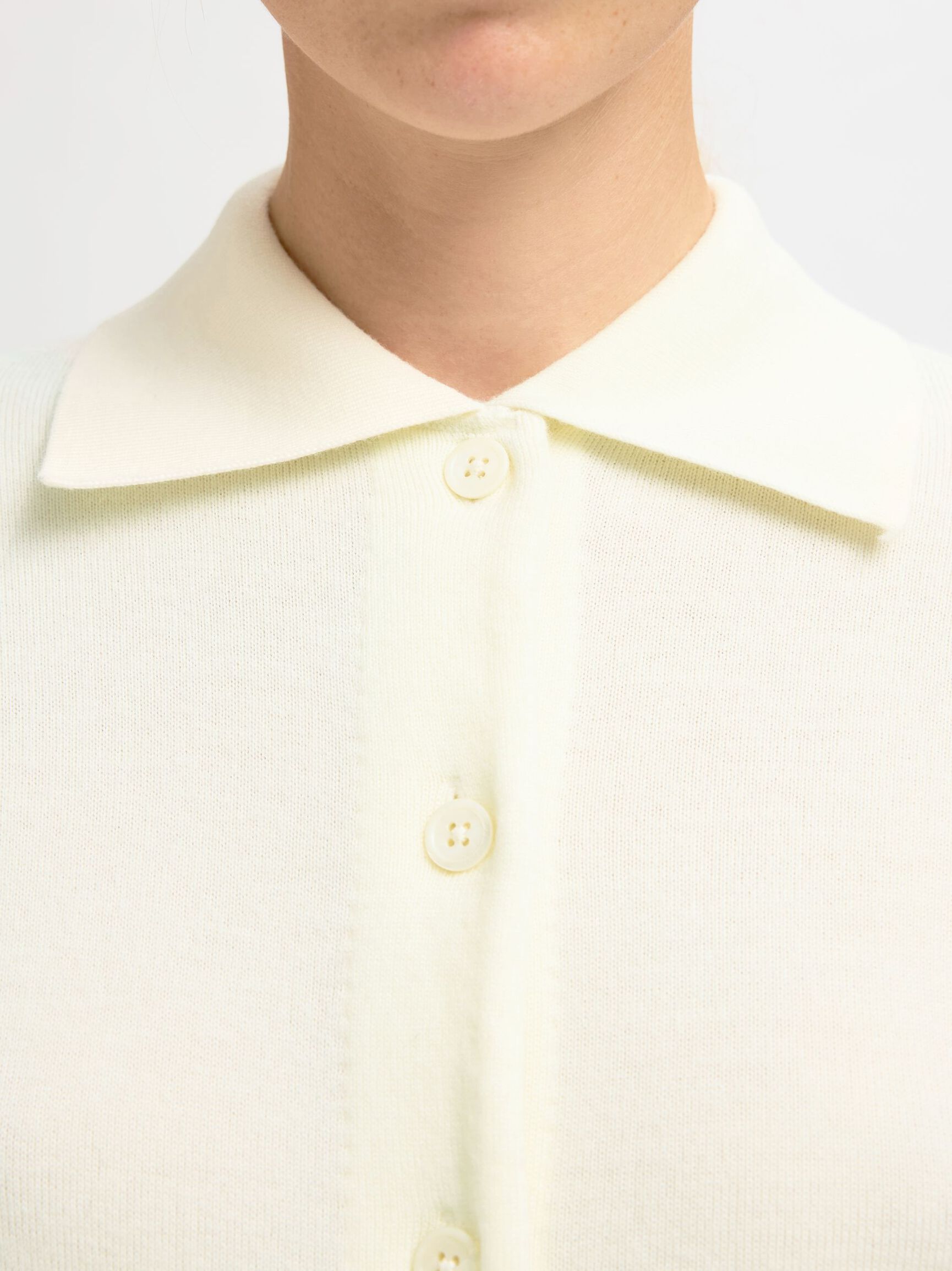 100% MERINO WOOL  LONG-SLEEVED POLO, Egret, highres