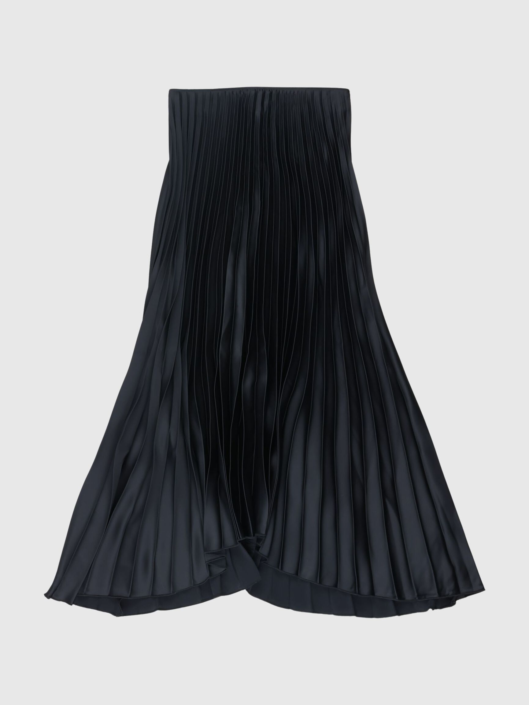 PLISSÉ PLEATED MIDI SKIRT, Black, highres
