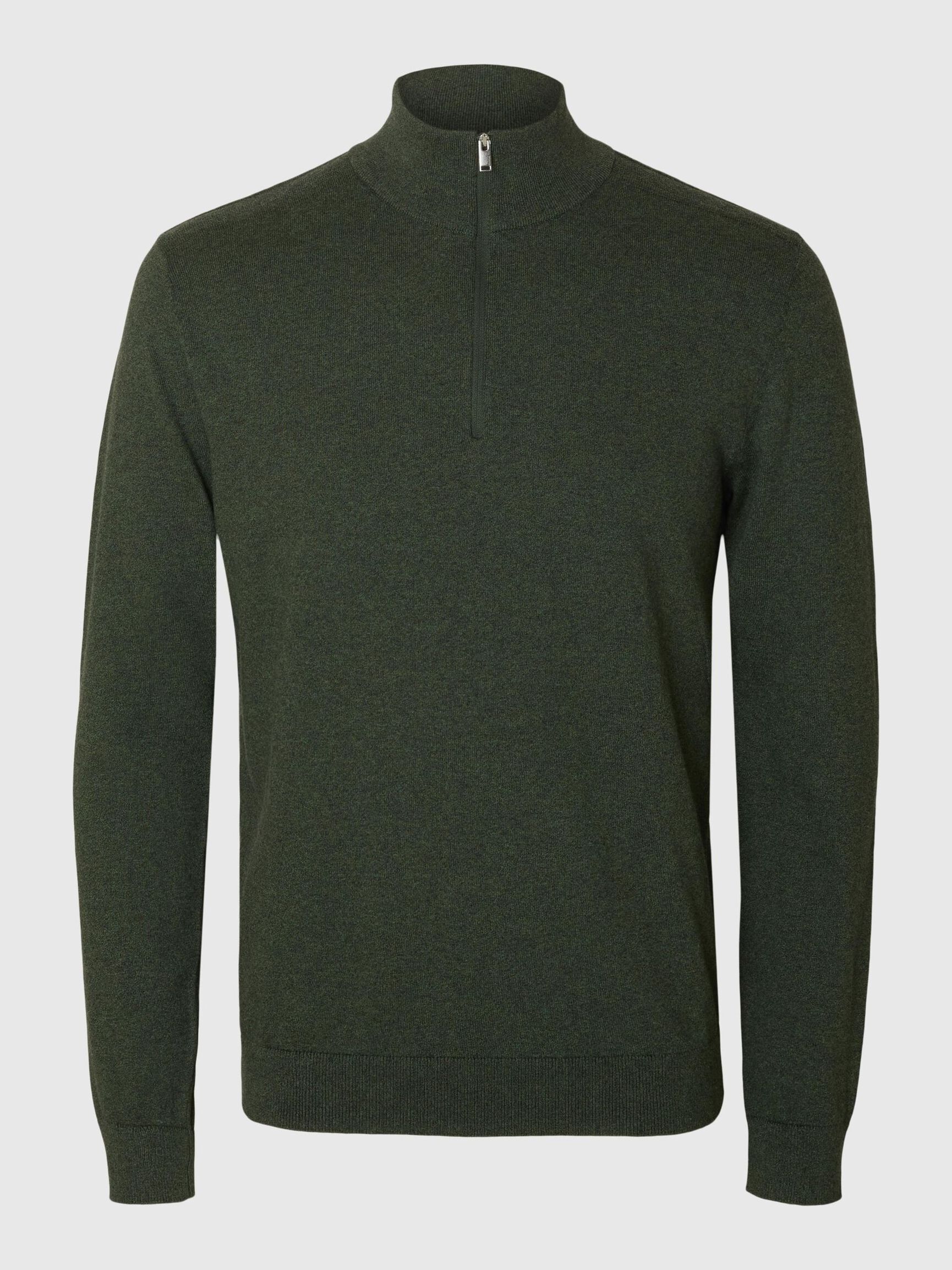 HALF-ZIP STRICKPULLOVER, Forest Night, highres