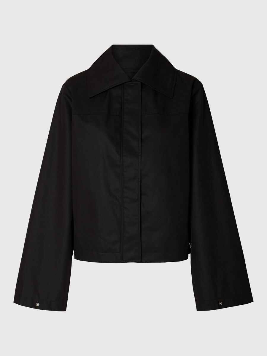 Selected 100 % COTON VESTE COURTE, Black, highres - 16097785_Black_001.jpg