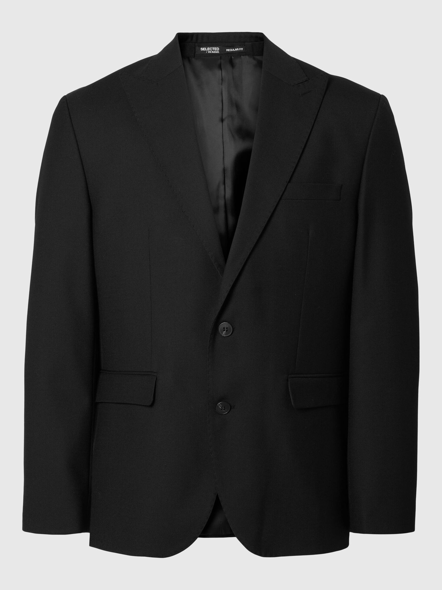 REGULAR FIT WOOL BLEND  BLAZER, Black, highres