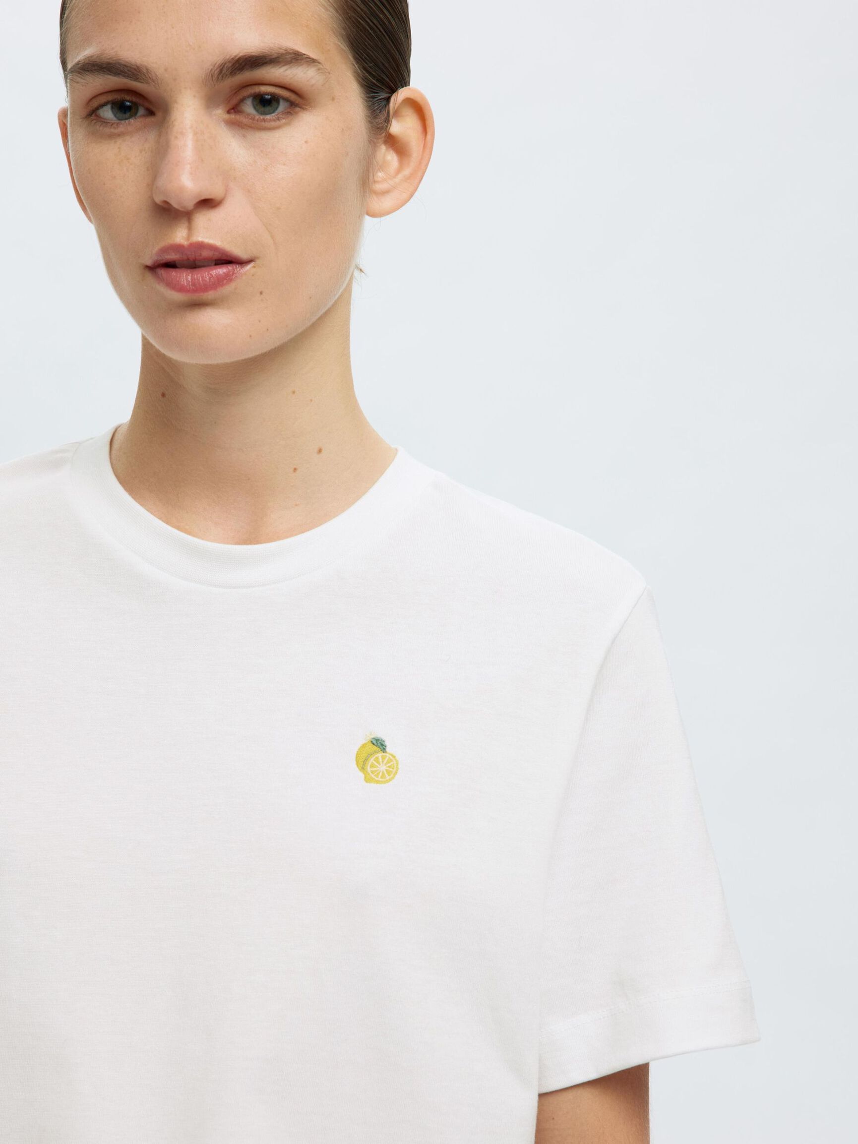 EMBROIDERED CREWNECK T-SHIRT, Bright White, highres