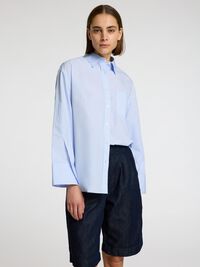 OVERSIZED STRIBET SKJORTE, Cashmere Blue, highres