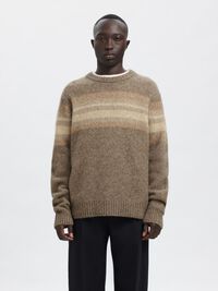 REGULAR FIT KNITTED PULLOVER, Brownie, highres