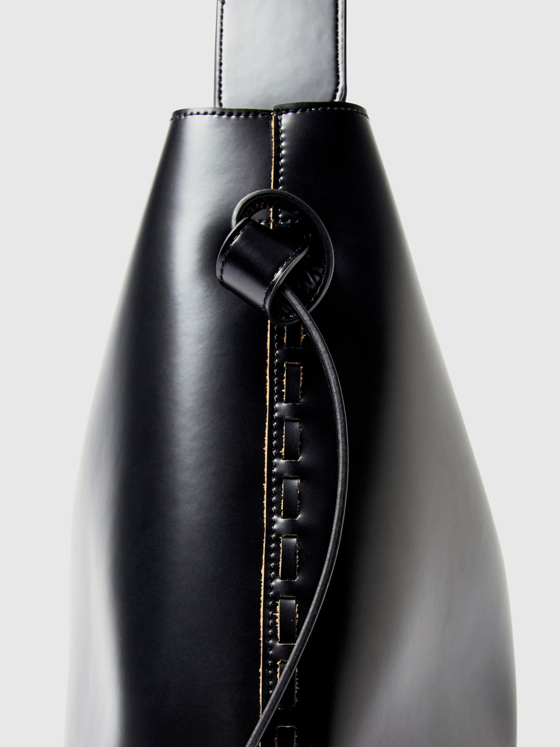 LARGE LEATHER BAG, Black, highres