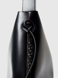 LARGE LEATHER BAG, Black, highres