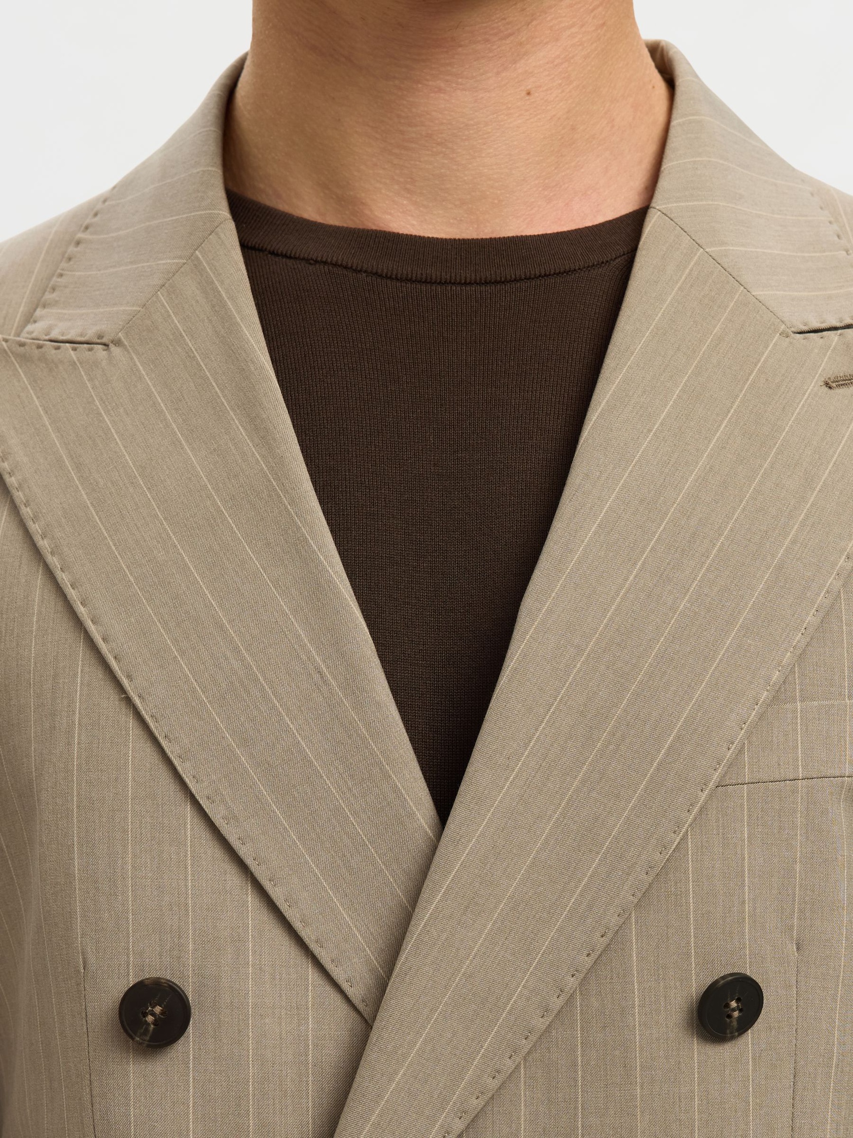 NÅLESTRIBET SLIM-FIT BLAZER, Sand, highres