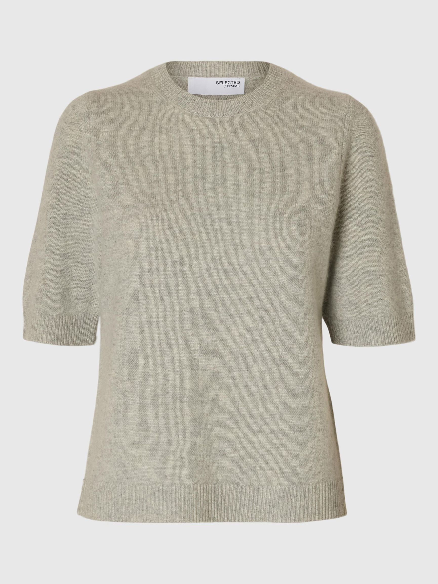 MEZCLA DE LANA, MANGAS 2/4 TOP, Light Grey Melange, highres