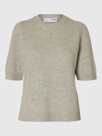 MEZCLA DE LANA, MANGAS 2/4 TOP, Light Grey Melange, highres