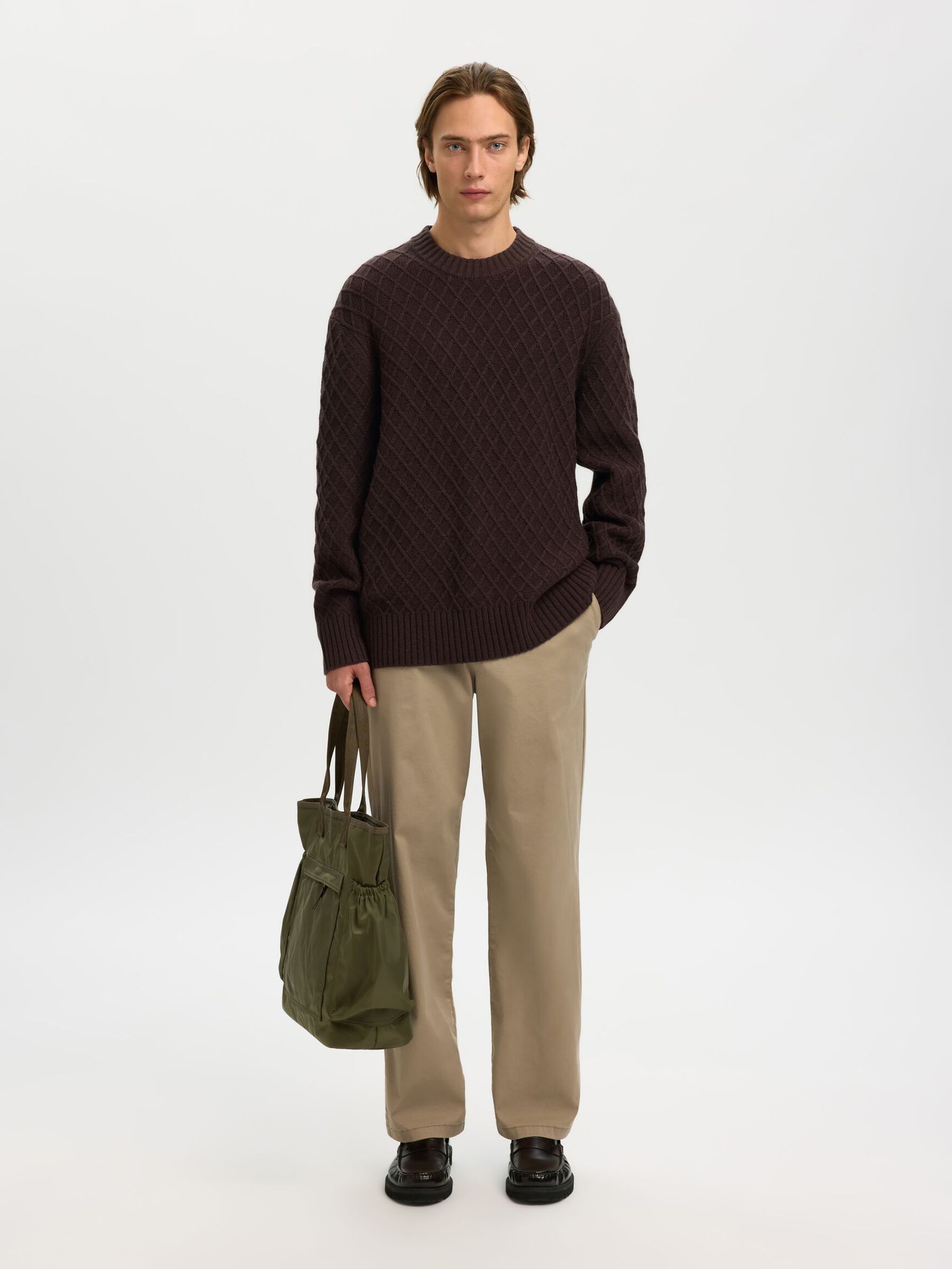 TEJIDO TEXTURIZADO JERSEY DE CUELLO REDONDO, Chocolate Torte, highres