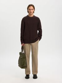 TEJIDO TEXTURIZADO JERSEY DE CUELLO REDONDO, Chocolate Torte, highres