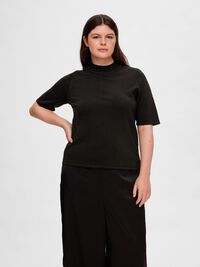 GLITTER KNITTED TOP, Black, highres