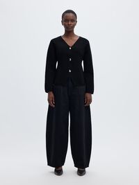 BAUMWOLLMIX STRICKJACKE, Black, highres