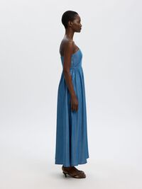 SLEEVELESS MAXI DRESS, Medium Blue Denim, highres