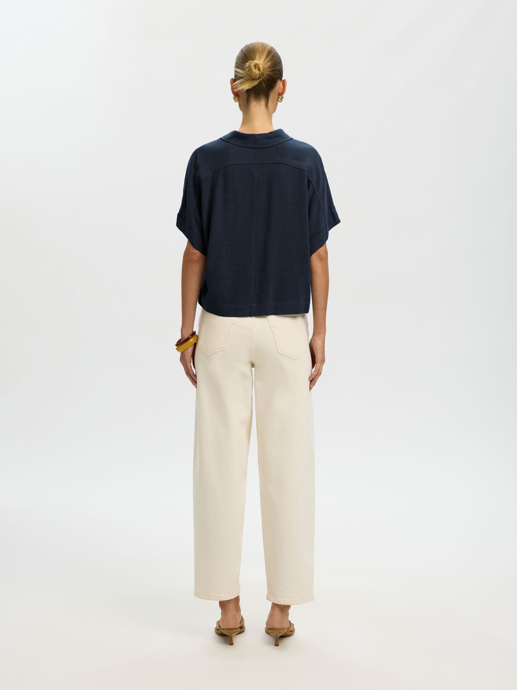 CROPPED SHORT SLEEVED SHIRT, Dark Sapphire, highres