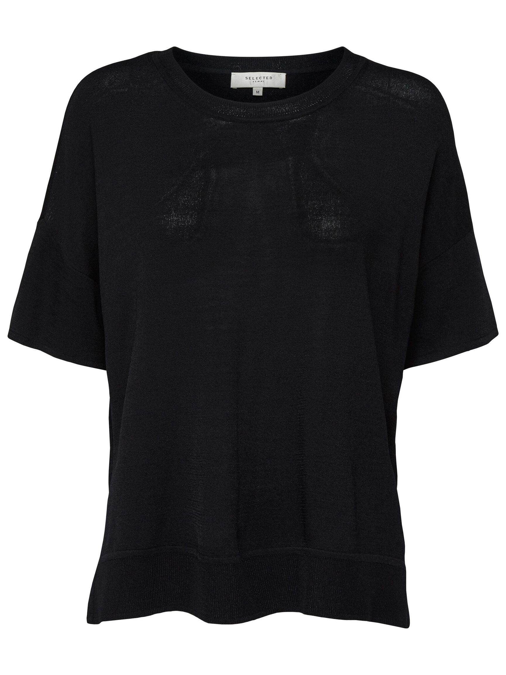 VISKOSEBLANDING LØS T-SHIRT, Black, highres