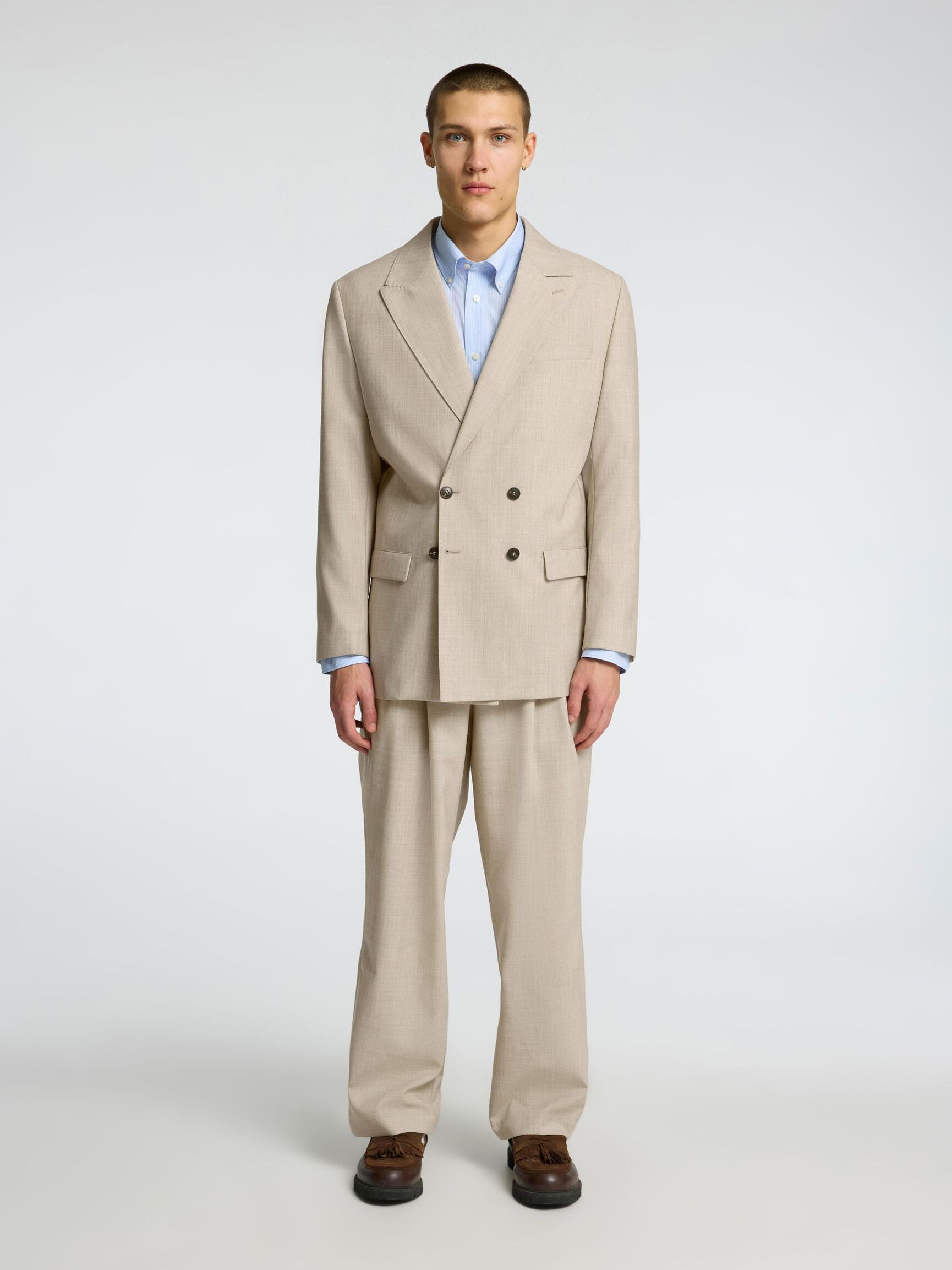 100% WOLL ZWEIREIHIGER BLAZER, Egret, highres