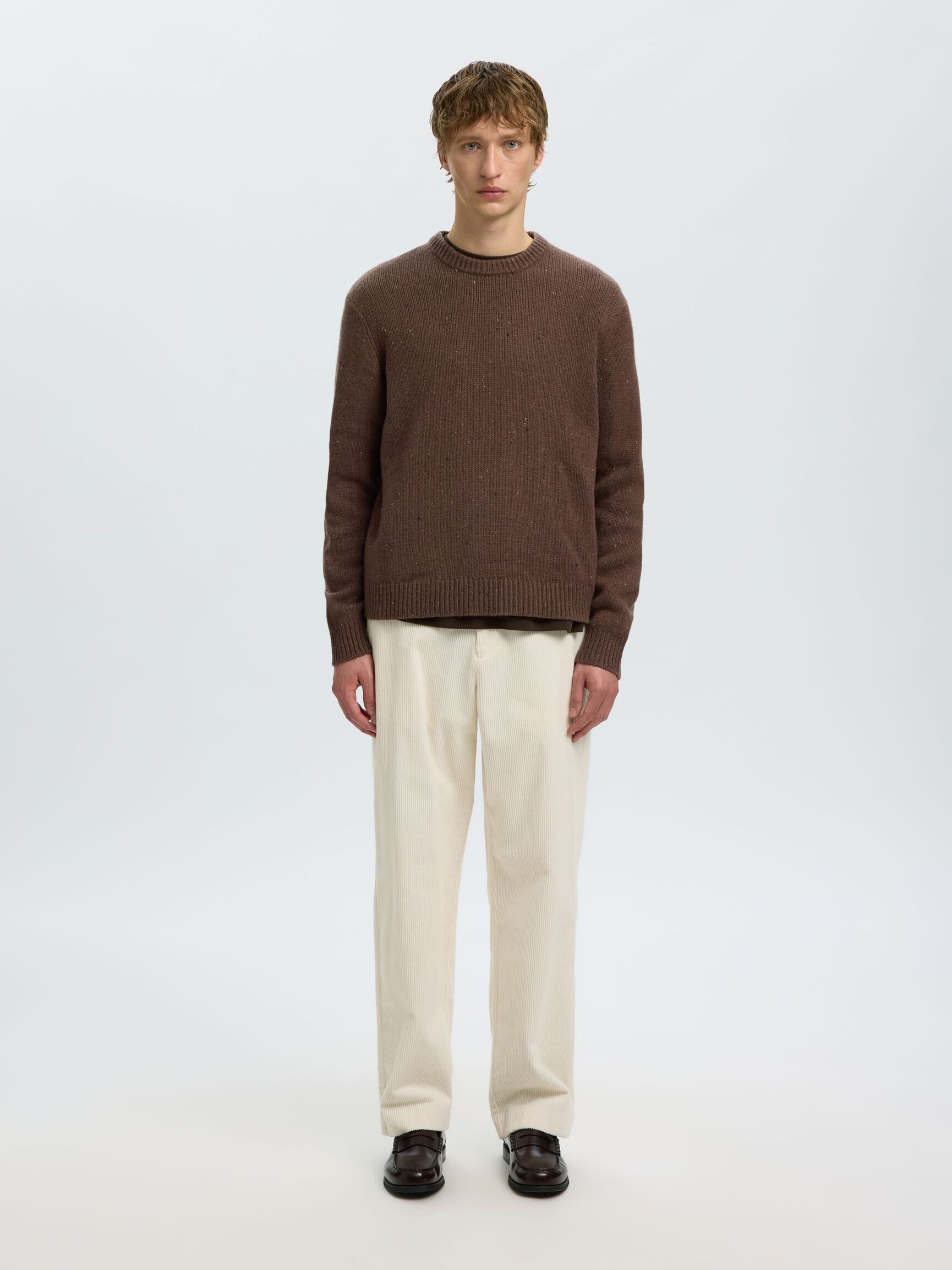 WOOL BLEND RELAXED FIT JUMPER, Chocolate Chip, highres