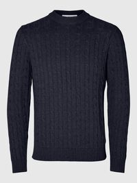 CABLE KNIT KNITTED JUMPER, Sky Captain, highres