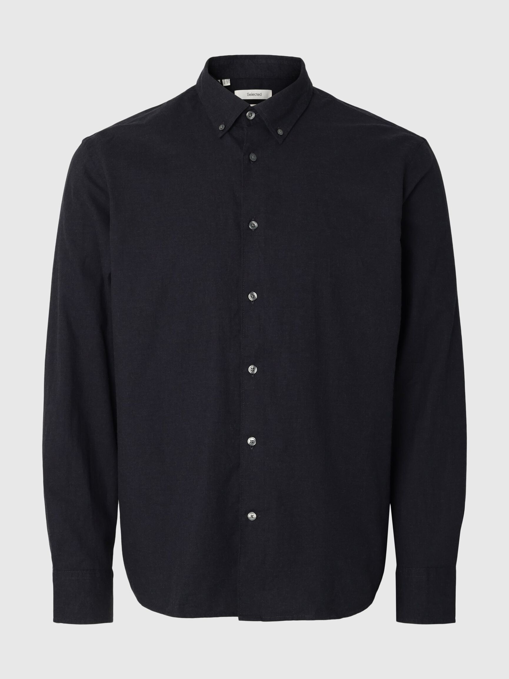 COTTON LONG SLEEVED SHIRT, Black, highres