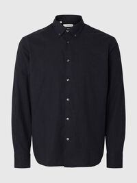 COTTON LONG SLEEVED SHIRT, Black, highres