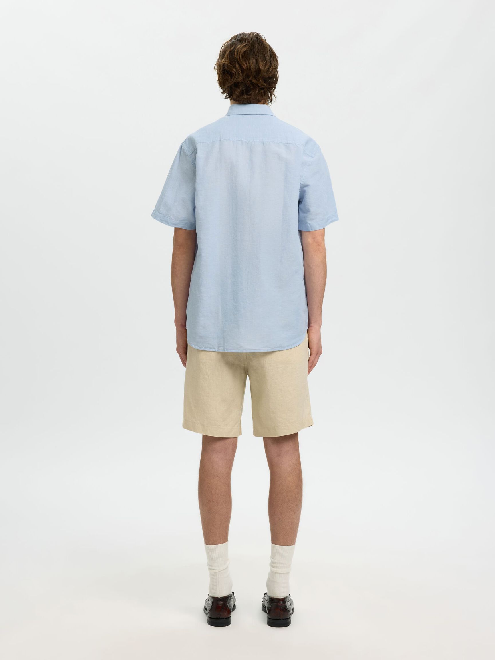 REGULAR FIT LINEN-BLEND SHIRT, Dusty Blue, highres