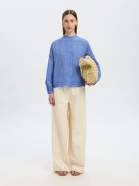 BRODERIE ANGLAISE SKJORTE, Cornflower Blue, highres