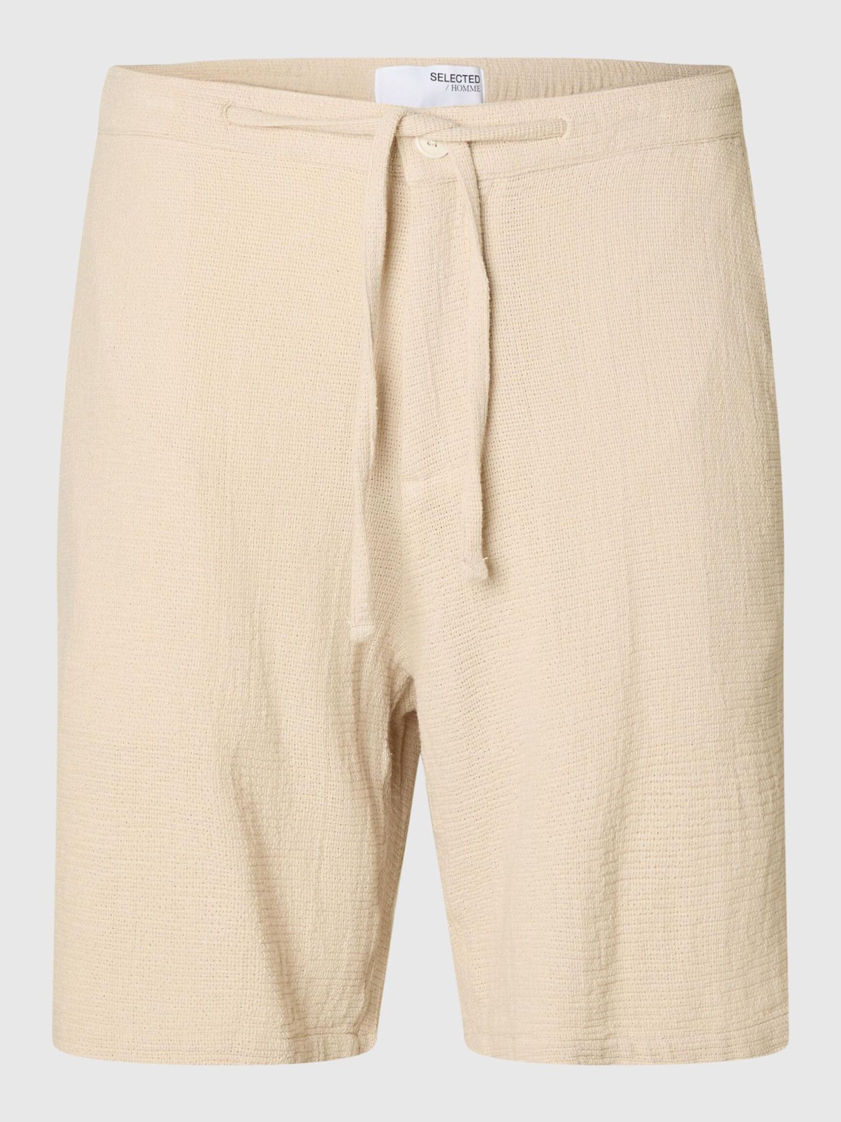 STRIBET BOMULD SHORTS, Oatmeal, highres