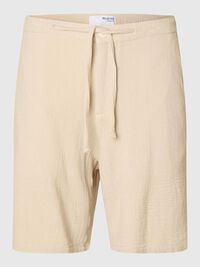 STRIBET BOMULD SHORTS, Oatmeal, highres