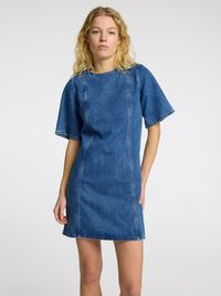 KURZARM JEANSKLEID, Medium Blue Denim, highres