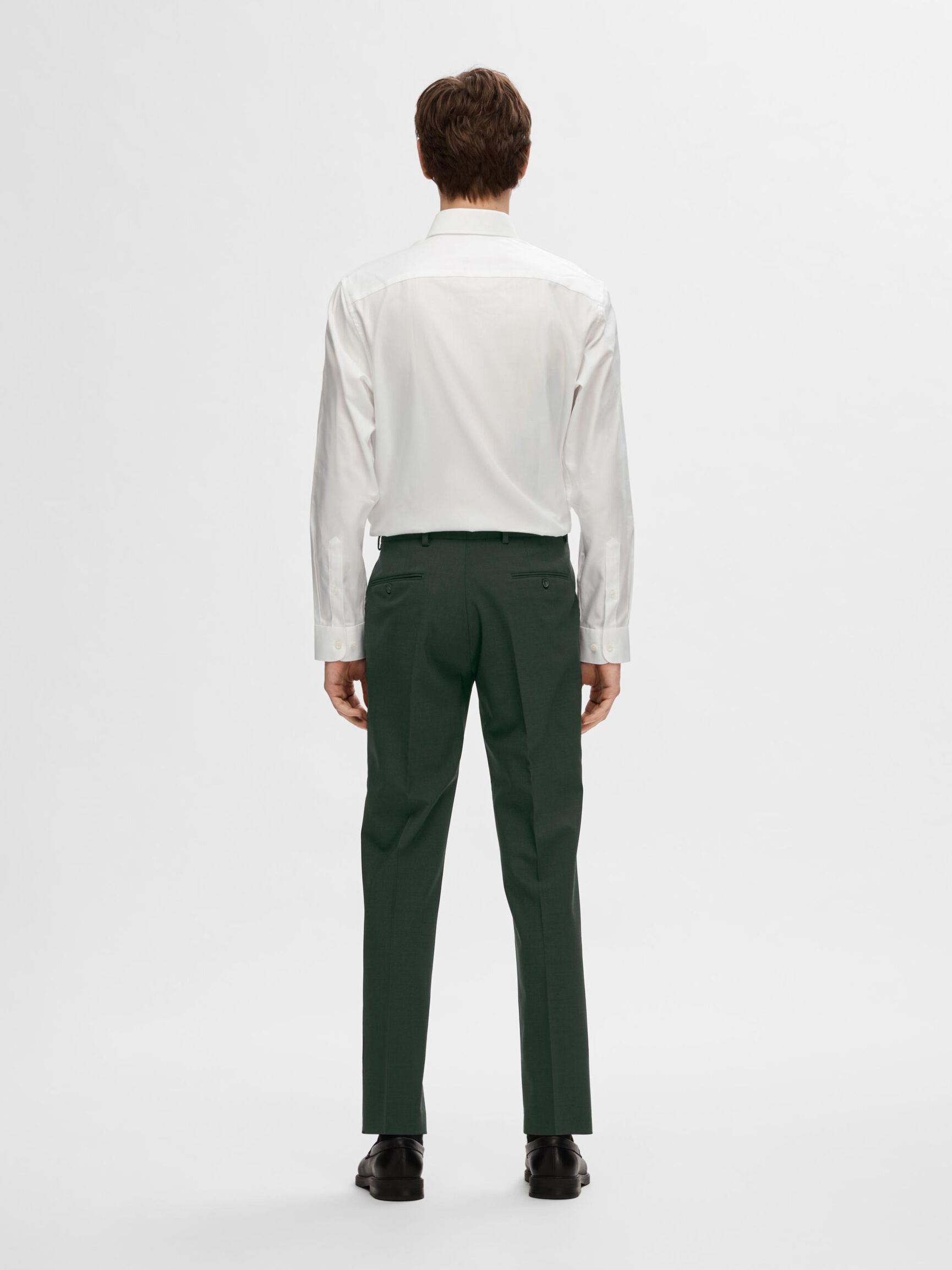 SLIM FIT WOOL BLEND SUIT TROUSERS, Dark Green, highres