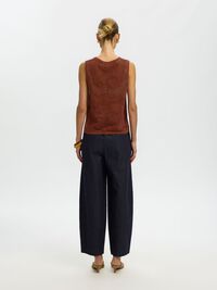 COTTON SLEEVELESS KNITTED TOP, Cherry Mahogany, highres