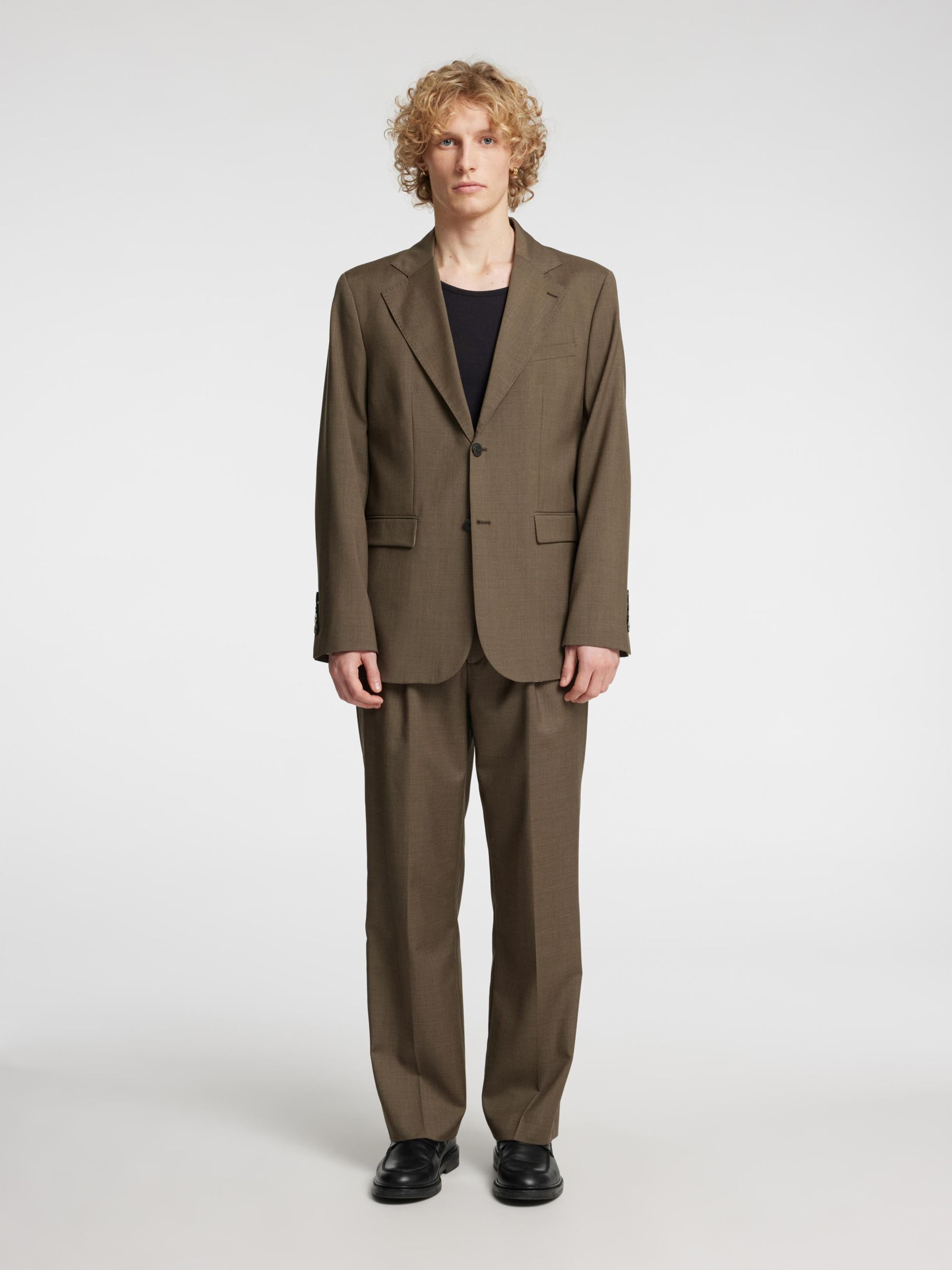 RELAXED FIT WOOL TROUSERS, Brindle, highres