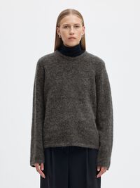 WOOL BLEND KNITTED JUMPER, Medium Grey Melange, highres