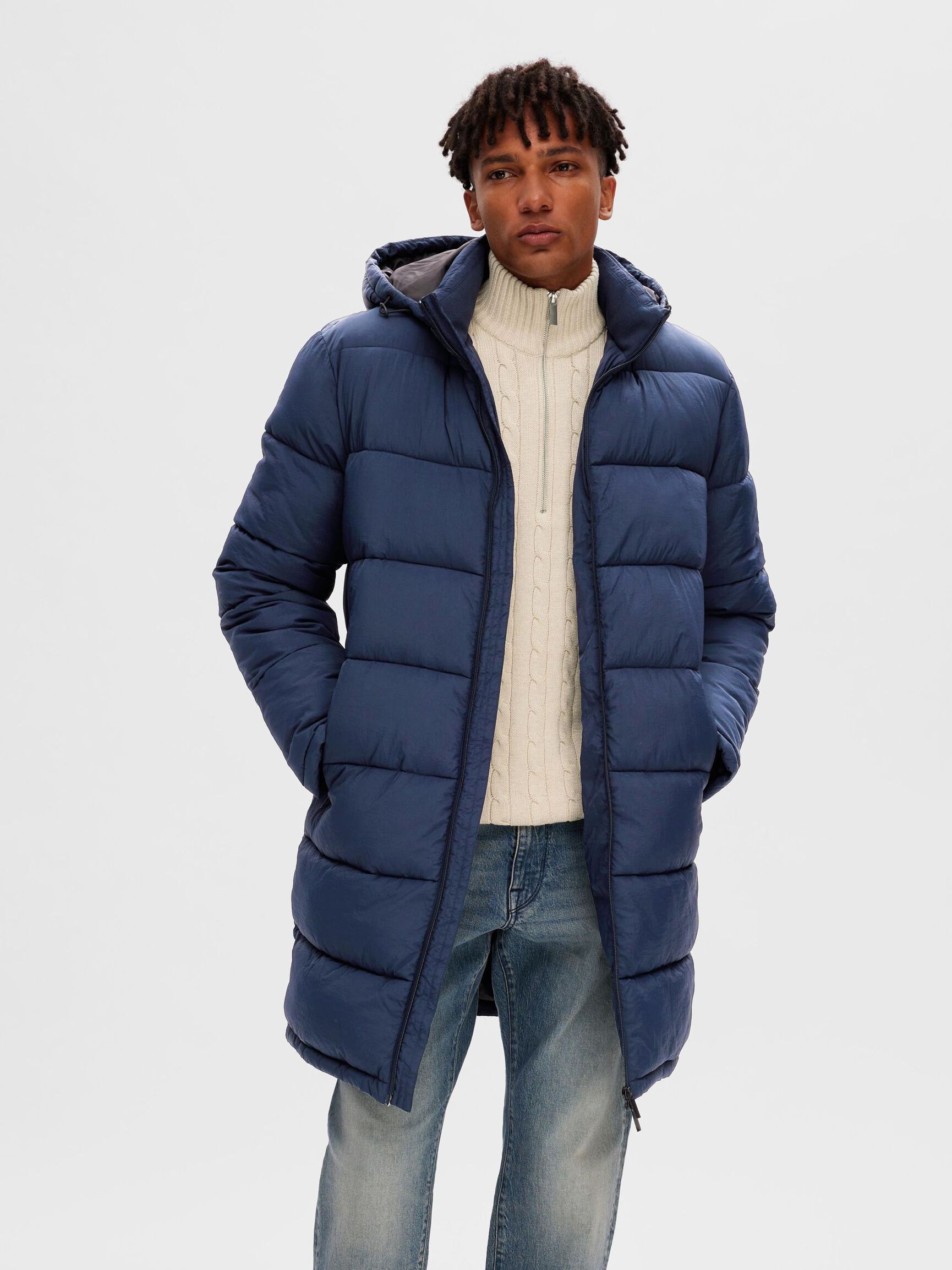 LONG PUFFER JACKET, Sky Captain, highres