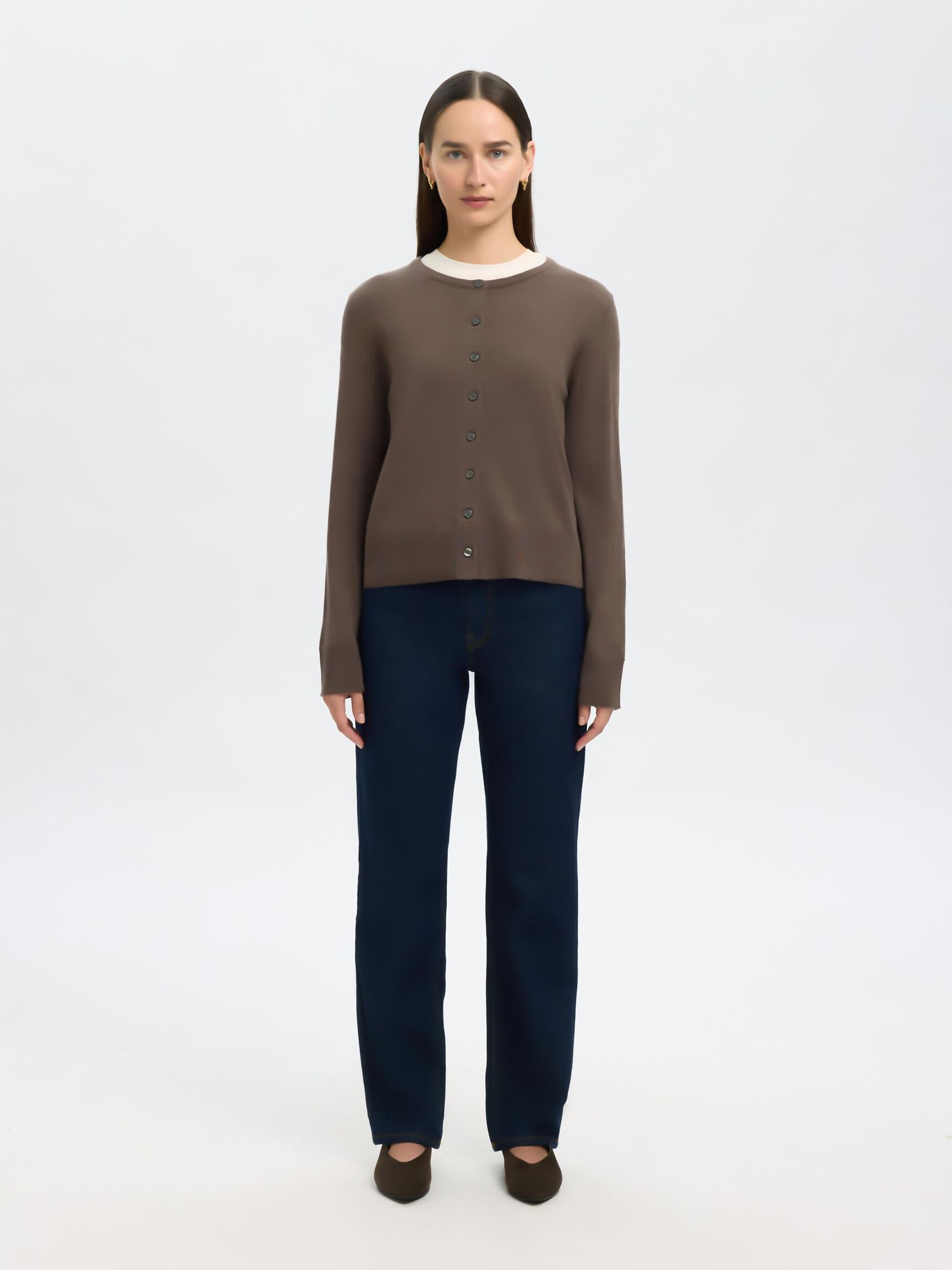 100% MERINOULD STRIKKET CARDIGAN, Delicioso, highres
